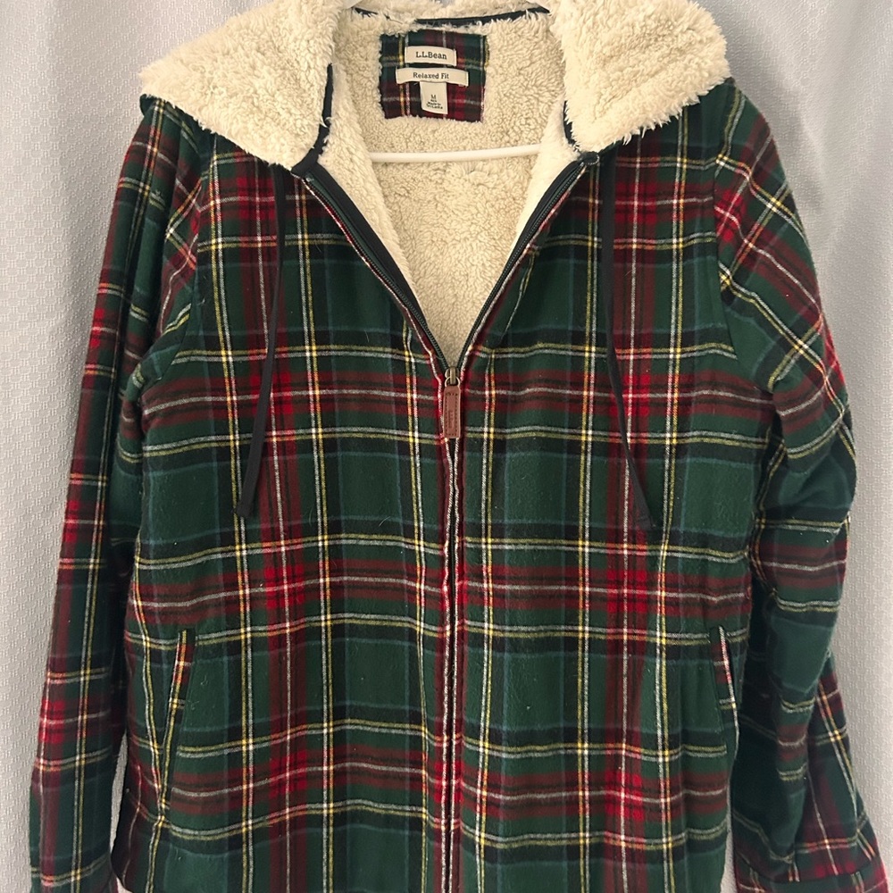 L.L. Bean Plaid Sherpa-Lined Jacket